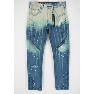Imperious Mens 32x32 Slim Fit Blue Distressed Acid Wash Jeans NEW 134729